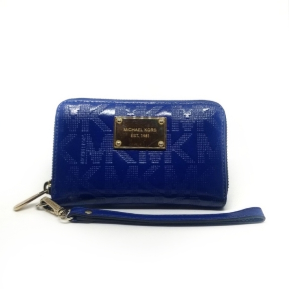 Michael Kors Handbags - Michael Kors Embossed Cobalt Blue Wallet Wristlet